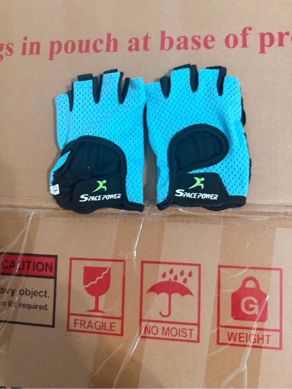 Supreme Aqua and Black Fingerless Workout Gloves